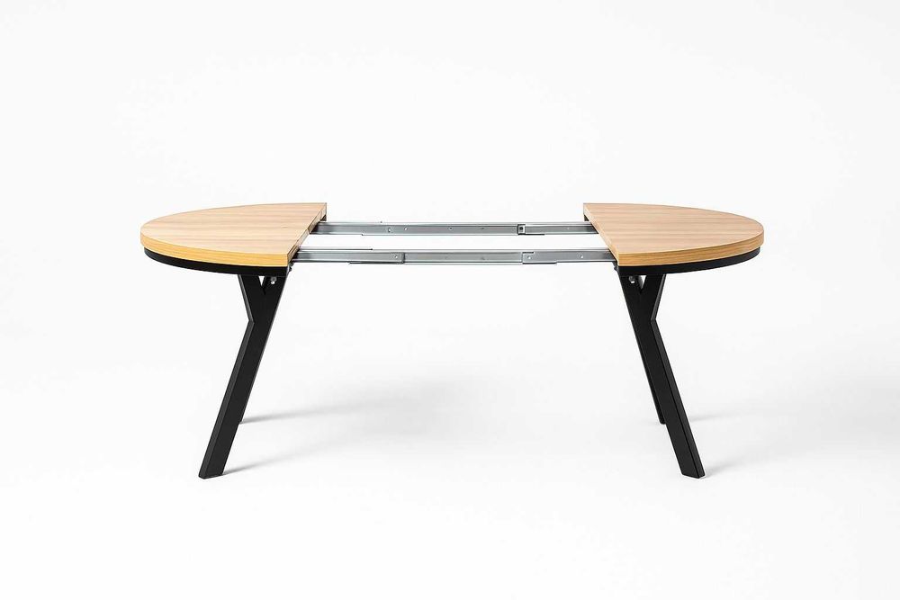 Stół rozkładany okrągły złoty craft fi100 + 4x50 nogi metalowe Y loft