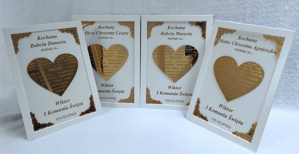 Ramka, podziękowanie dla chrzestnych, dziadków, I Komunia Święta