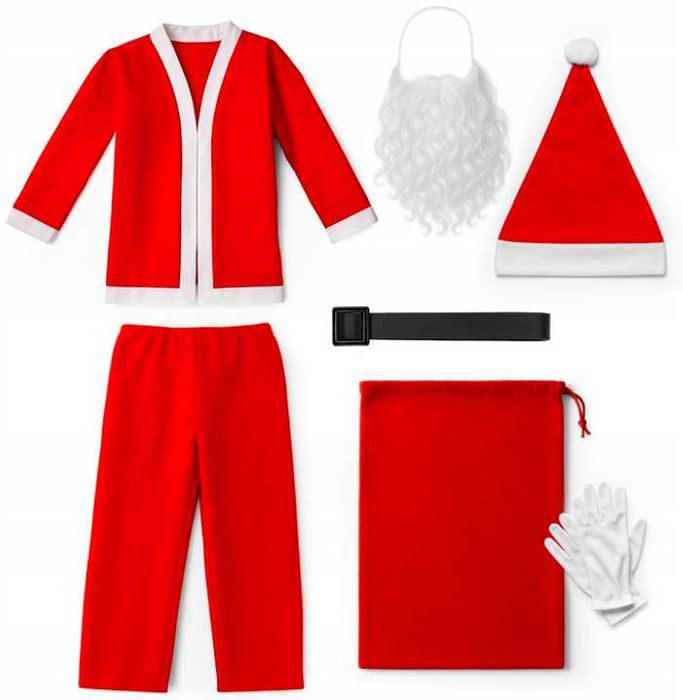 Strój Świętego Mikołaja 9 Elmentów L/XL Duży Zestaw Kostium Świąteczny