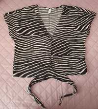 Bluzka wiązana zebra H&M 36