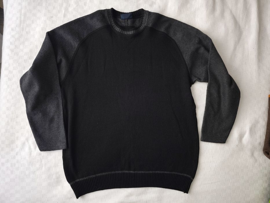 Ciepły sweter męski polar z wełną czarny XL