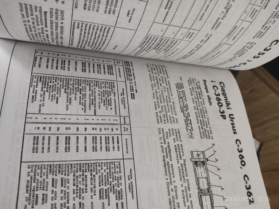 Ursus C355, C360, C355M kołowe ciągniki rolnicze katalog części