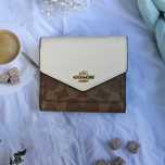 Coach Off-White Carteira porta-cartões branca e castanha