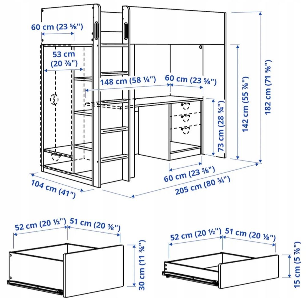 Łóżko piętrowe Ikea stuva