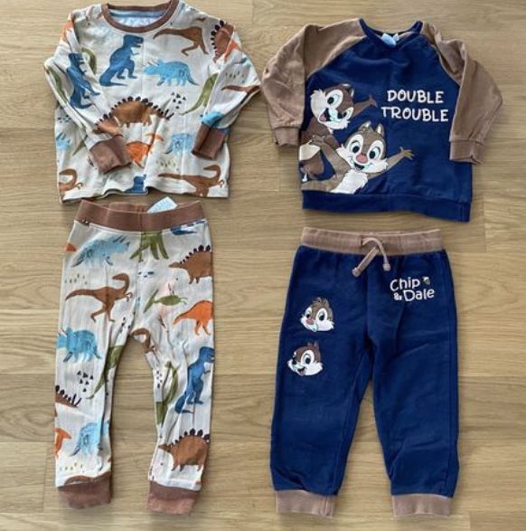 Zestaw 2 kompletow Next i Disney r.92 dinizaury i chip&dale