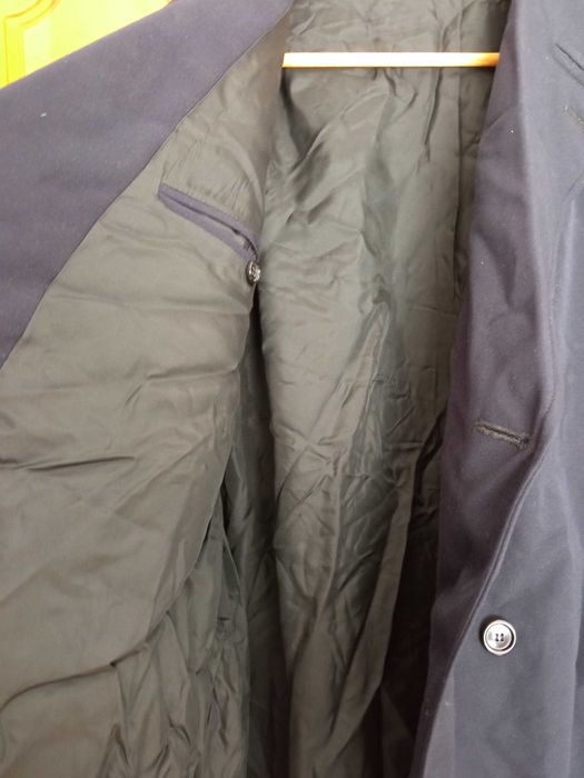 Gabardina vintage militar belga azul escuro unissex