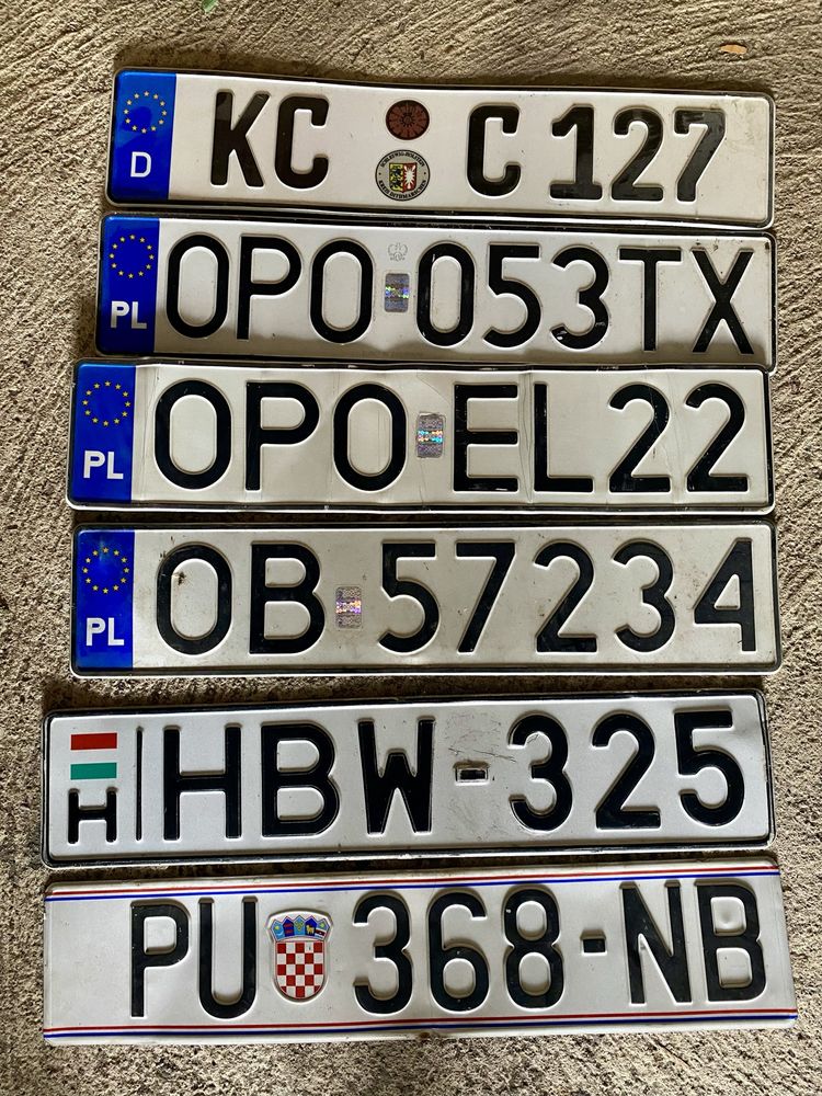 Tablice rejestracyjne Chorwacja, Węgry, Polska, Niemcy