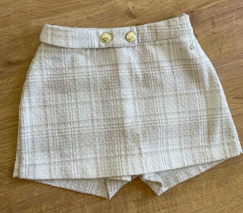 Melting Stockholm szorty spodenki beżowe kratka 34 xs spódnica