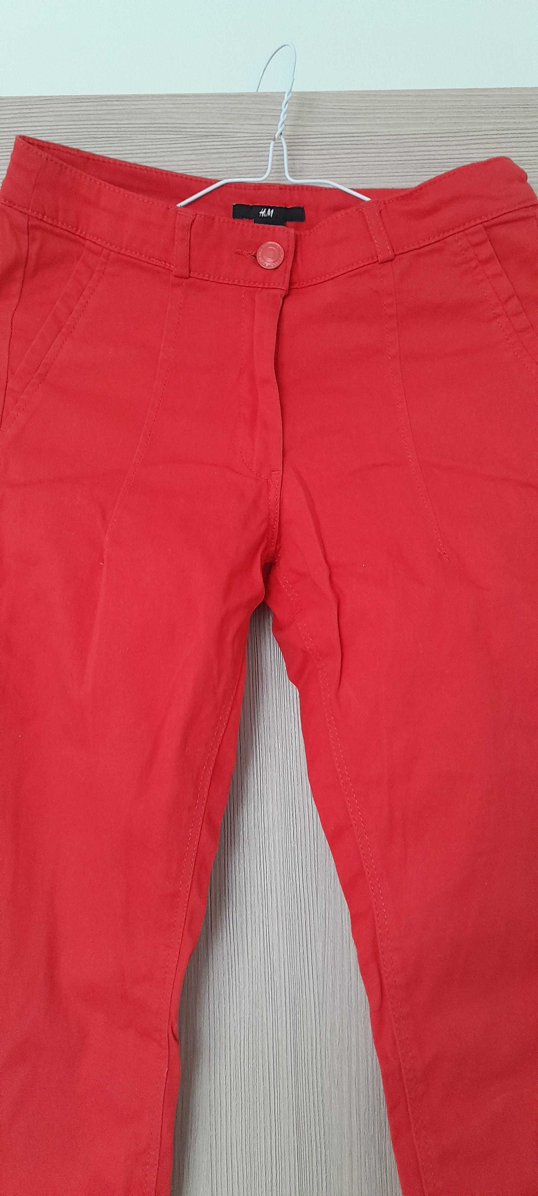 Spodnie czerwone rurki h&m 34