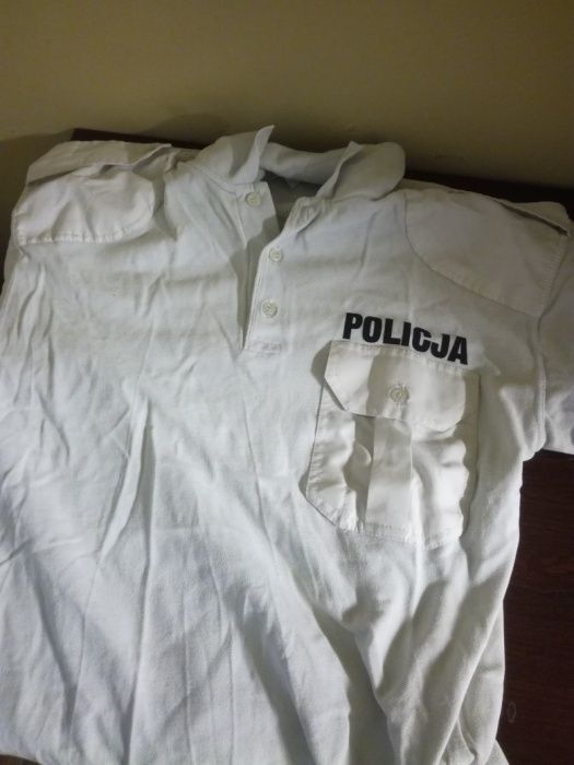 Koszulka krótki rękaw kol. biały z pagonami"POLO Policja"
