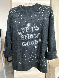 Grafitowy sweter z domieszką wełny - H&M