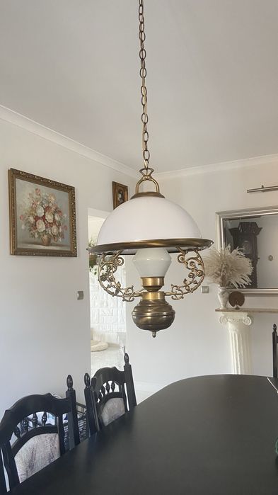 Lampa naftowa przerobiona na prąd okrętowa żyrandol vintage