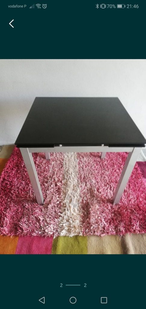 Mesa extensivel em vidro temperado preto