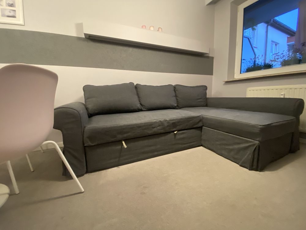 Sofa 3 osobowa z szezlągiem rozkładana z pojemnikiem na pościel IKEA