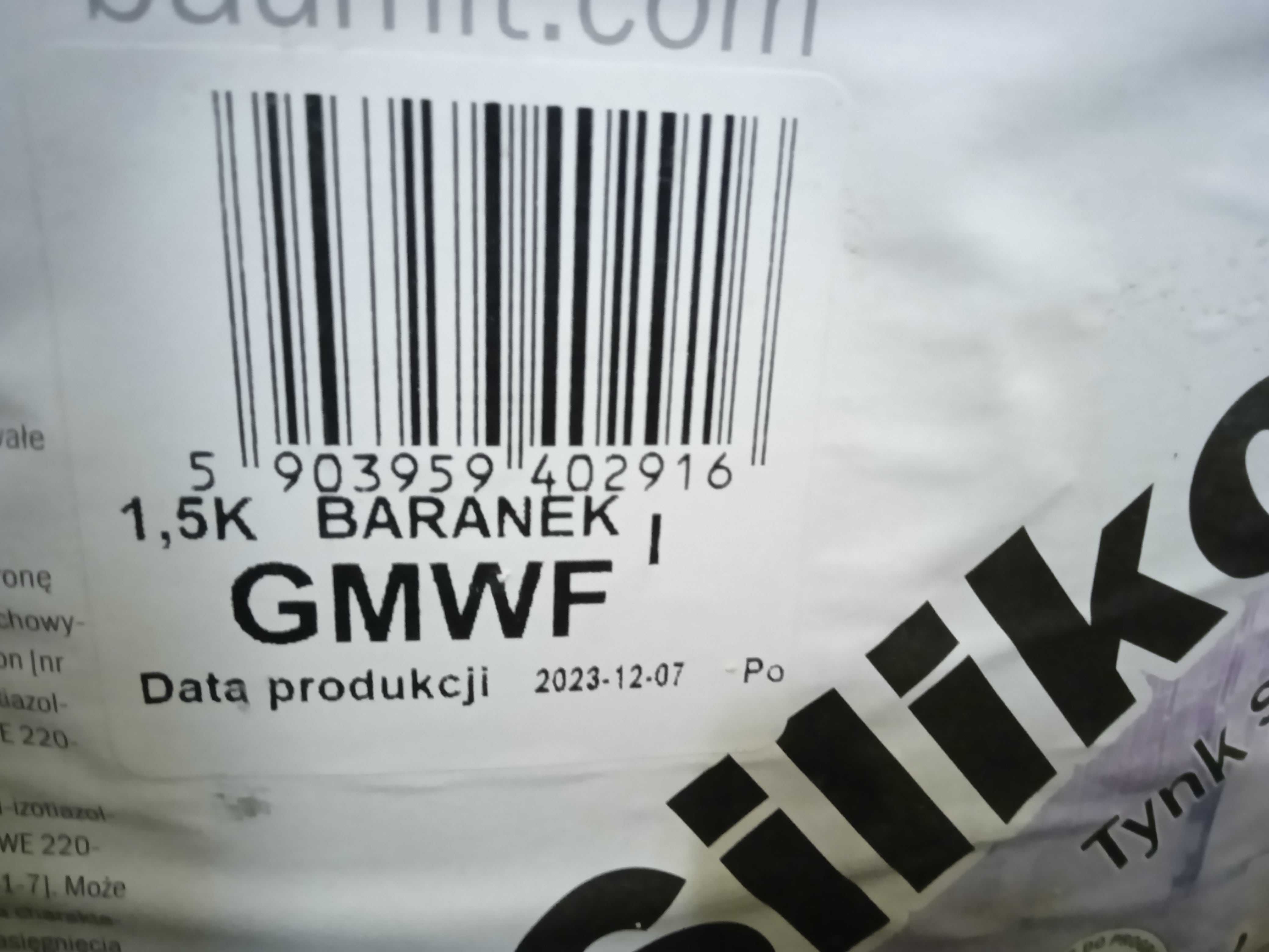 Tynk silikonowy Baumit w kolorze 0058 - odcień żółtego - 5 wiaderx25kg