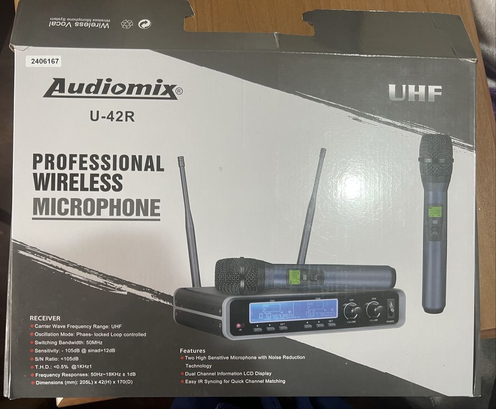 Box de frequência de mucrofones com microfone de mão