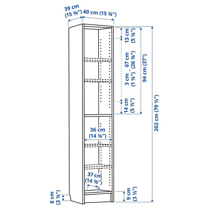 Estante IKEA BILLY – Preto Efeito Carvalho – 40x39x202 cm – Bom Estado