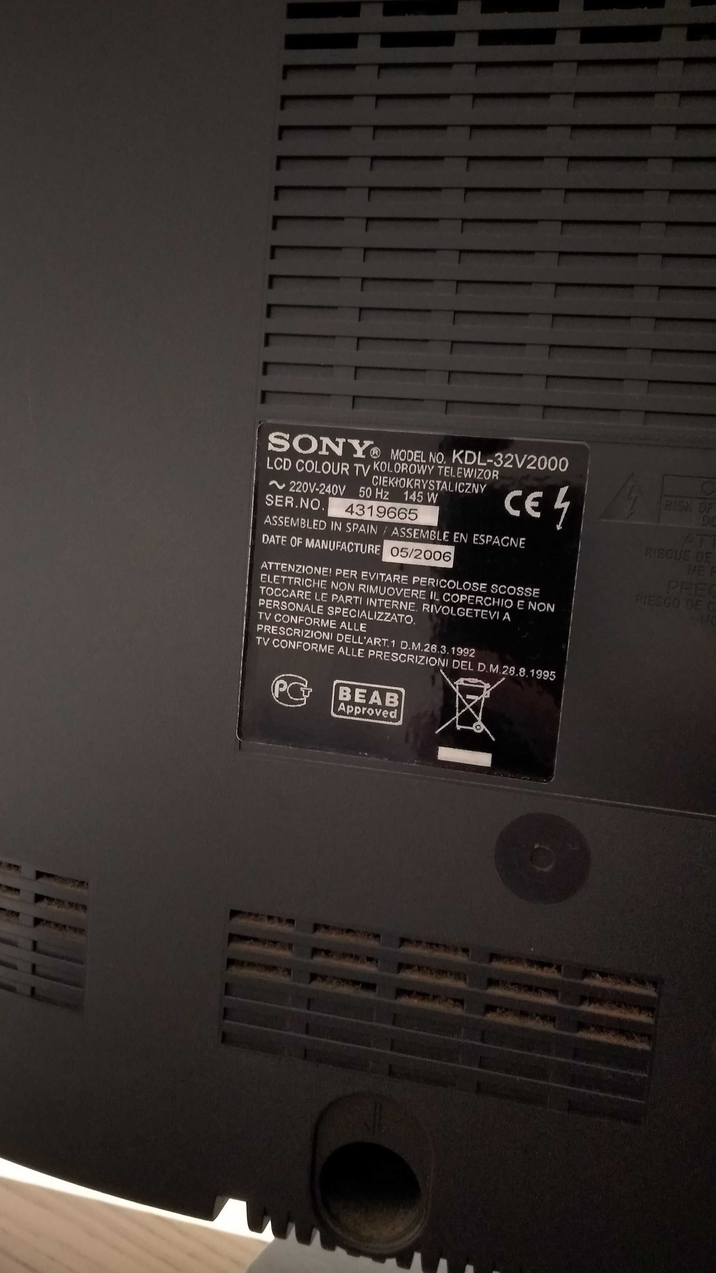 TV Sony Bravia 32” KDL-32V2000