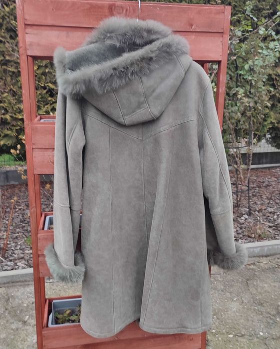 NOWY Damski kożuch ze skóry naturalnej z lisem z Podhala r 46/48 XXXXL