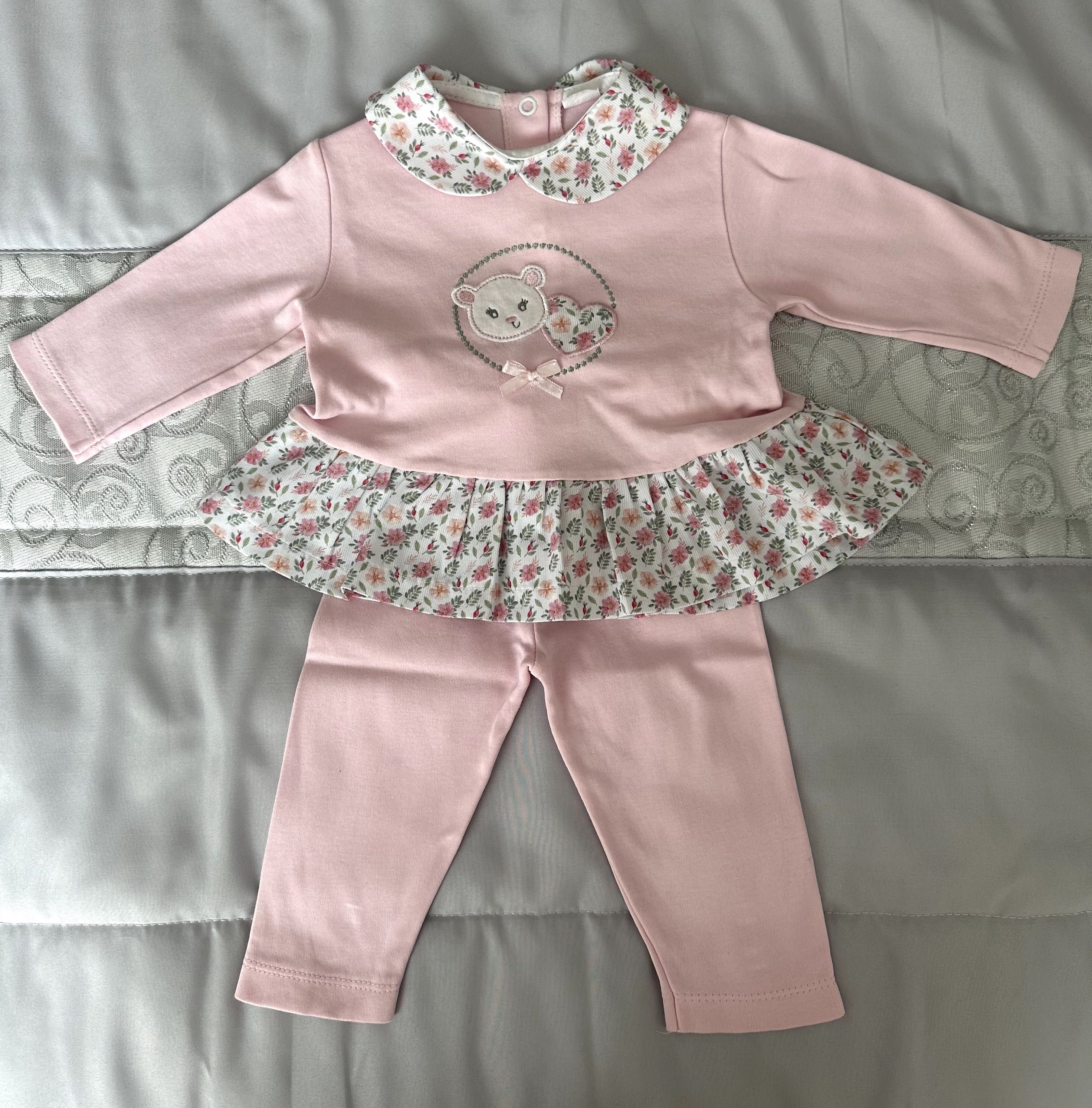 Fato Rosa Flores Bebé 6M NOVO