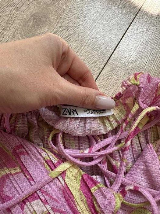 Сарафан летний плиссе платье короткое розовый zara s