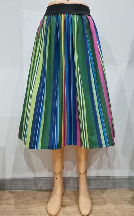 Spódnica ludowa, pasiak bawełniany zielony, M(38)