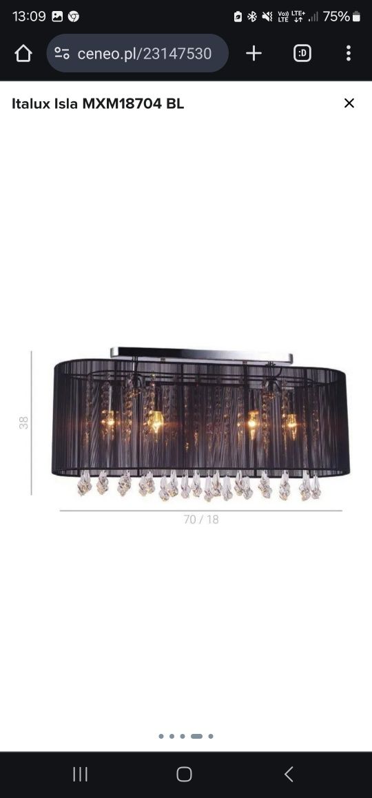 Lampa wiszaca i 2 lampki scinne Do salonu sypialny italux  glamur