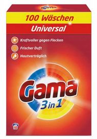 Gama (Vizir) 100 prań proszek do prania 3 w 1 Uniwersal 6 g z Niemiec