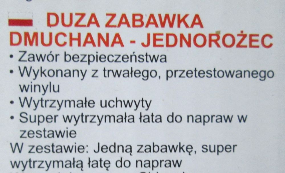 Duży materac do pływania jednorożec 224x164cm