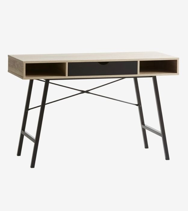 Biurko ABBETVED 48x120 kolor jasny dąb/czarny