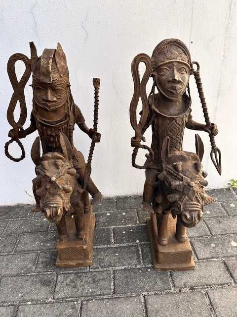 Cavaleiros em Bronze de Benin raro africano arte tribal - 75cm - 35KG