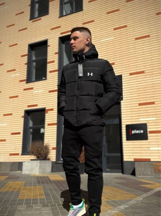 Зимова чоловіча курточка, легка тепла чорна курточка від Uder Armour