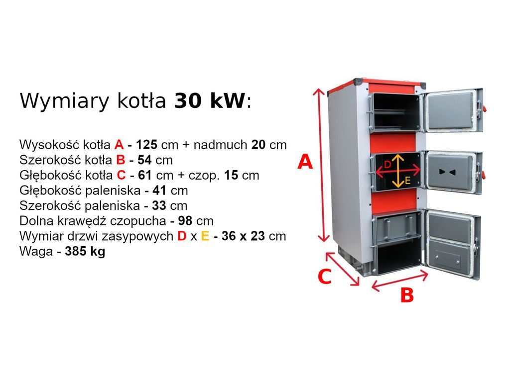 Kocioł 30KW piec na węgiel drewno 250m2 Kotły Pleszew 3kanały Wys0zł
