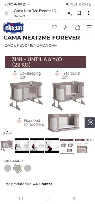 Berço Chicco Next to Me Forever - UM OU DOIS PARA GÉMEOS