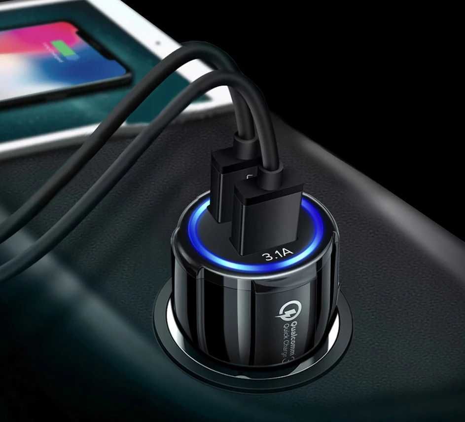 Szybka 3.1A ŁADOWARKA samochodowa QUALCOMM QC 3.0 2xusb