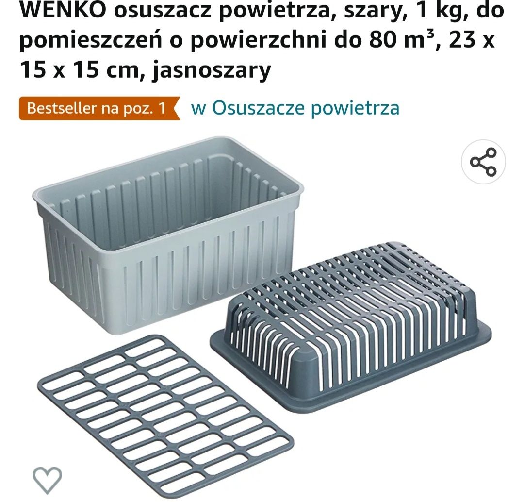 Osuszacz powietrza 1 kg do 80 m³ wilgoć
WENKO osuszacz powietr