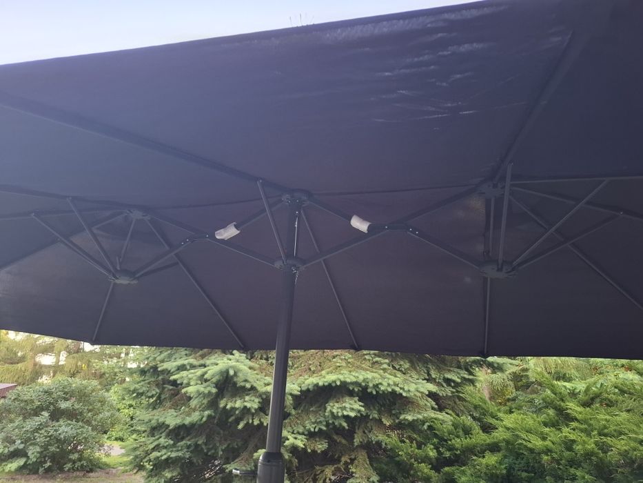 vidaXL Podwójny parasol ogrodowy, czarny, 449x245 cm