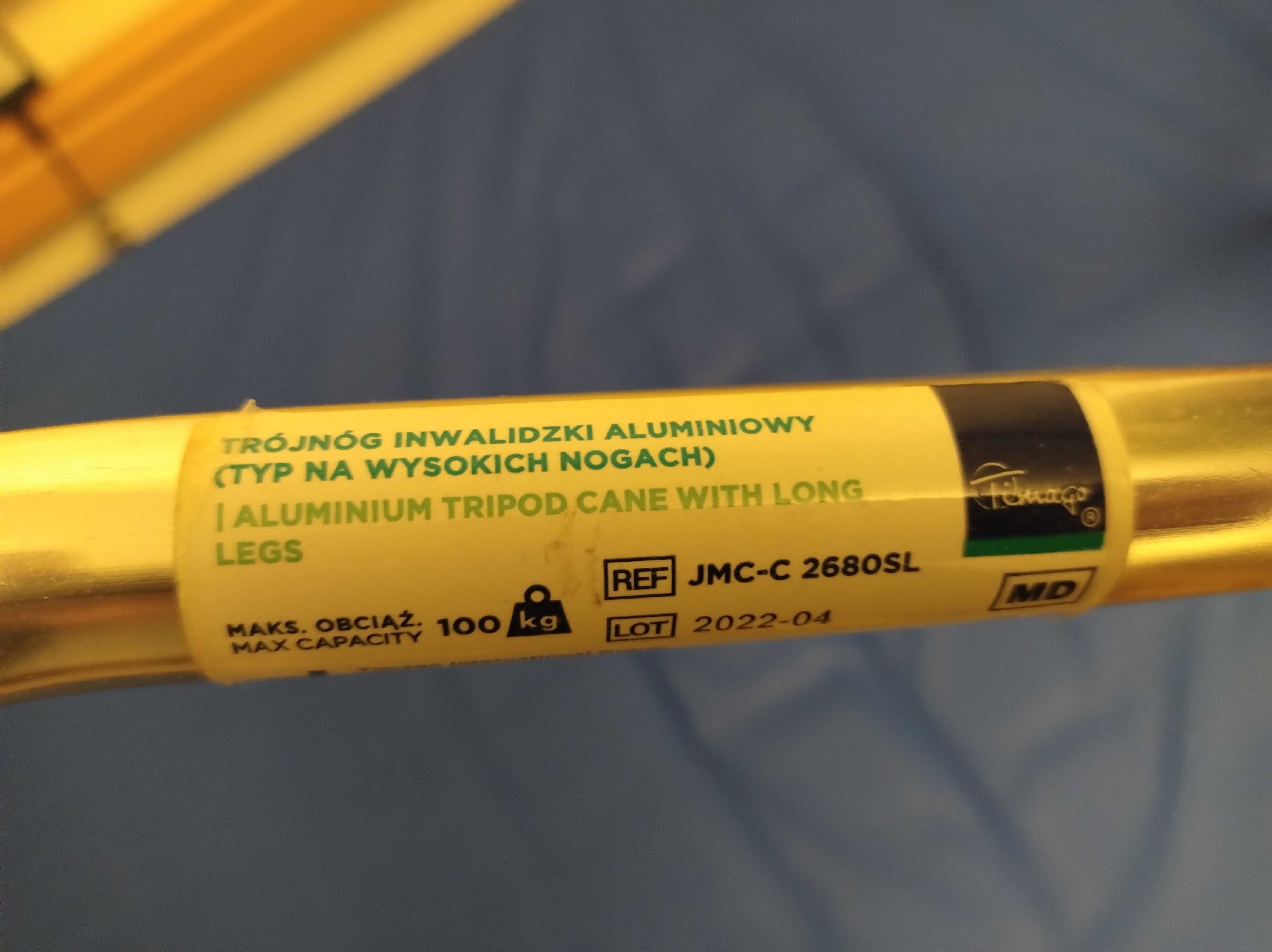Trójnóg inwalidzki aluminiowy idealny dla seniora (stabilna laska)