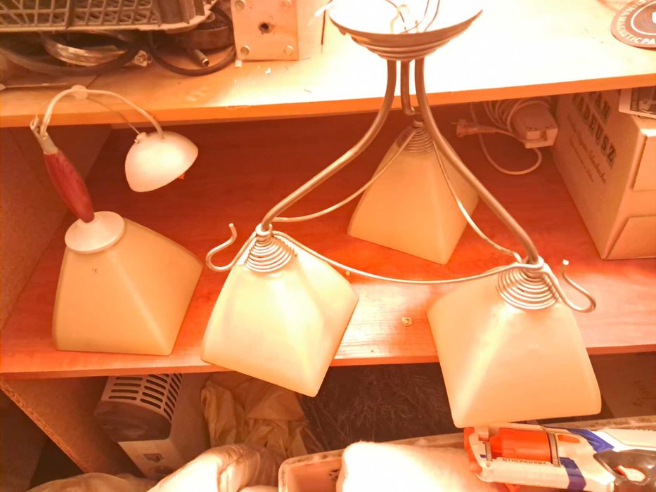 Lampy 2sztuki srebrny/kremowe klosze