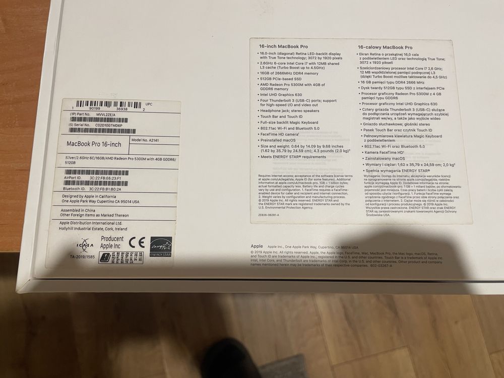 MacBook PRO 16’ 2019 /Bardzo wydajny i w bardzo dobrym stanie/