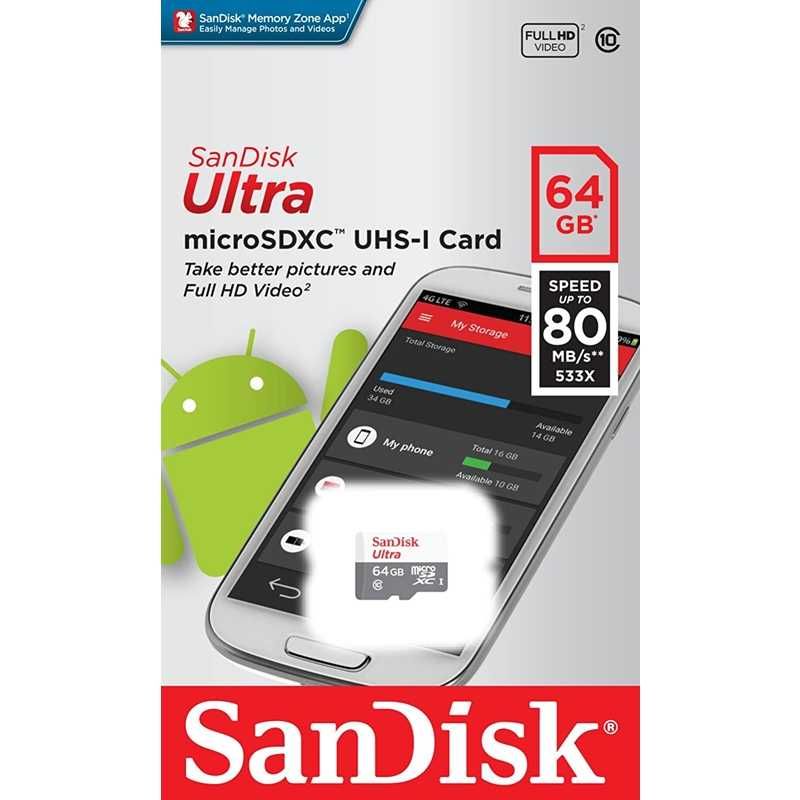 SanDisk  Karta pamięci 64 GB  UHS-I 100MB/s z adapterem KUP Z OLX!