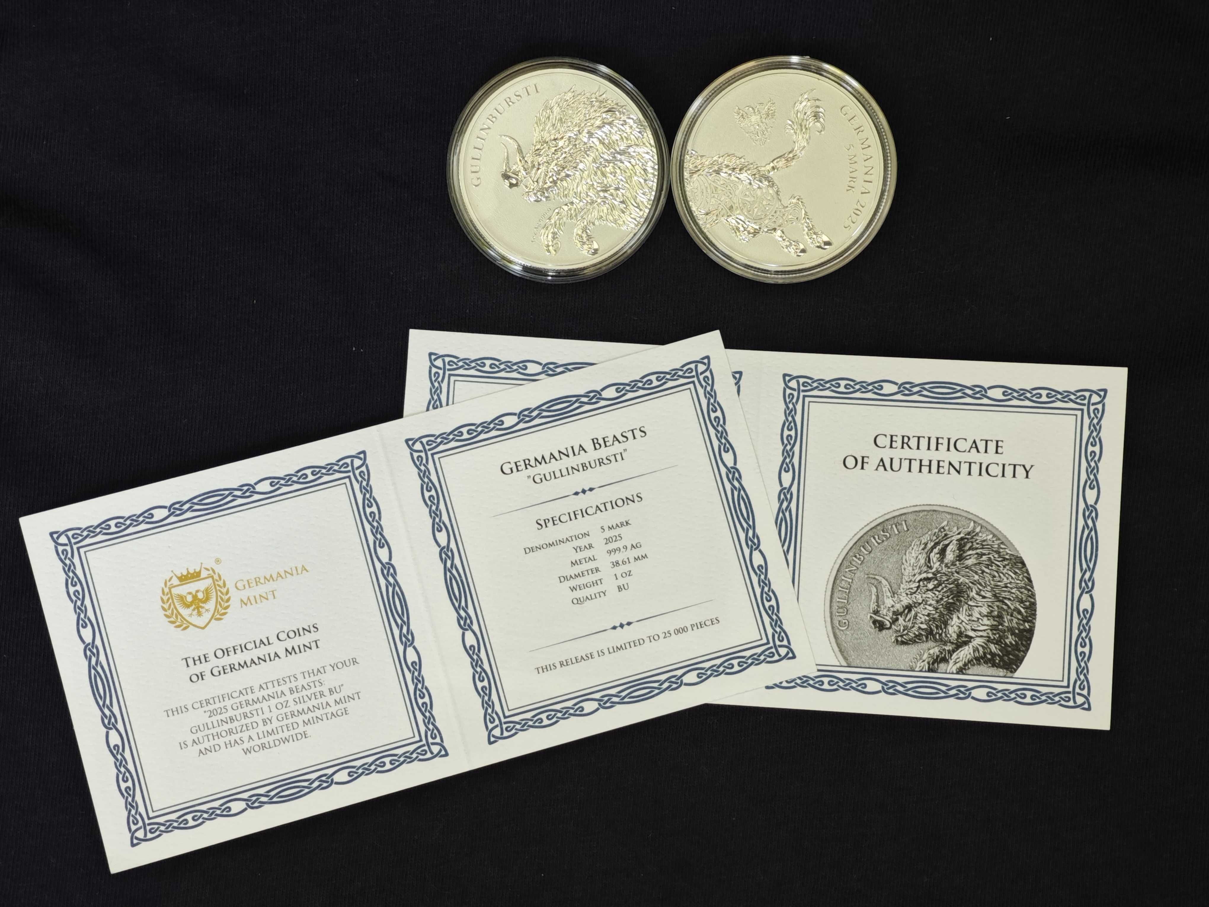 Инвестиционная монета Германия: Звери - Гуллинбурсти 2025 (1+1 OZ)