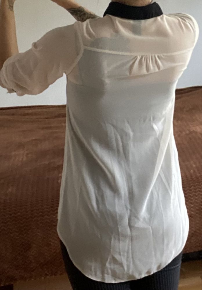 Przezroczysta bluzka z kokardą koszulka XS H&M