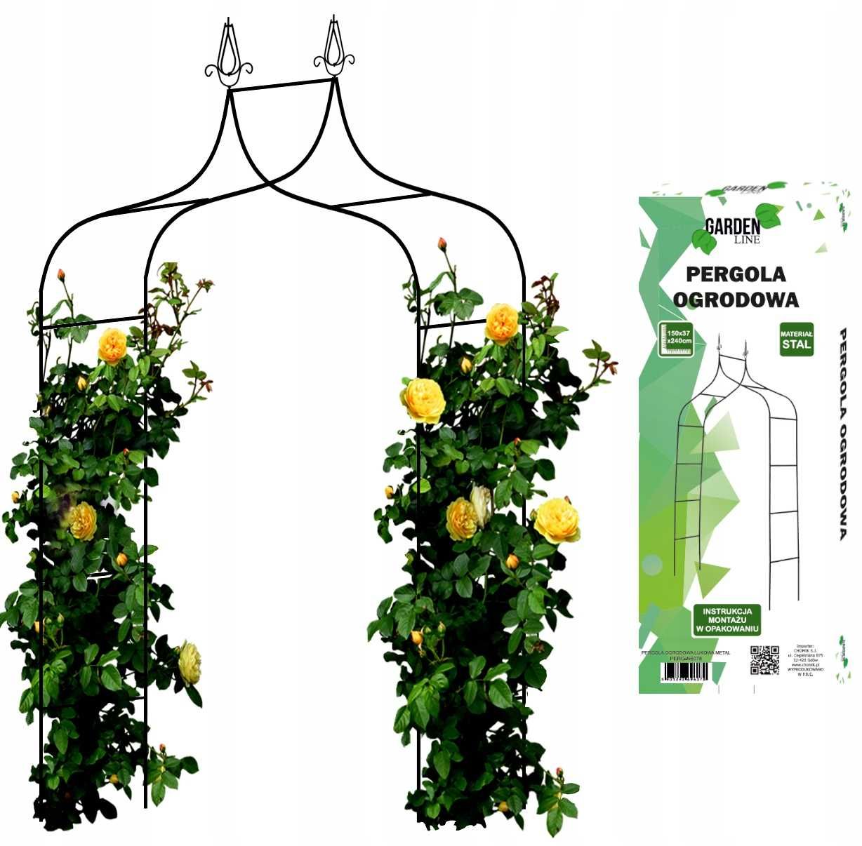 Pergola ogrodowa łuk na róże pnącza podpora do kwiatów 240cm + kotwy