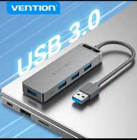 USB-хаб Vention USB 3.0 на 4 порти з micro USB живленням 1 м Black