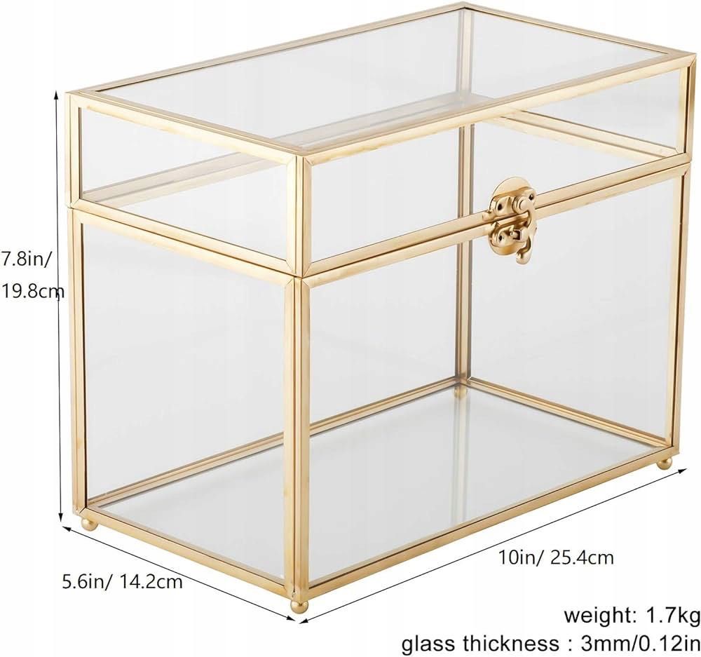 szklana ZŁOTA SZKATUŁKA DUŻA 25 x 14 x 20 cm