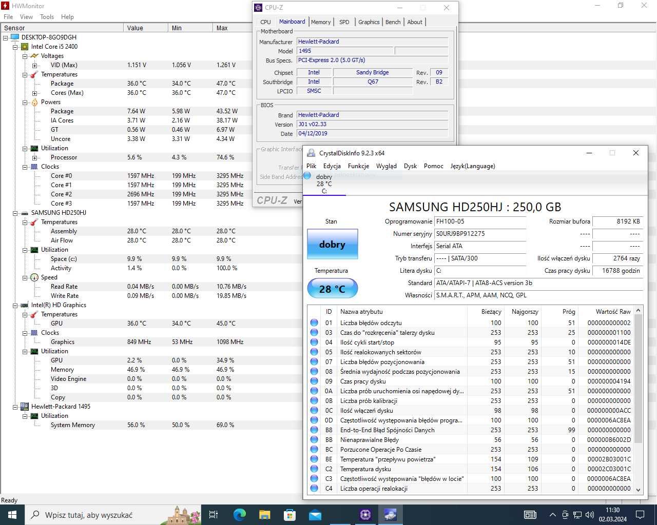 Komputer HP Compaq 8200 SFF i5 2400 4GB 250GB Windows 10 Pro