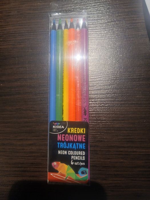 Kidea kredki neonowe trójkątne 6szt