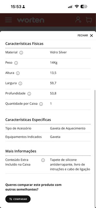 Gaveta de Aquecimento SMEG encastre  CPR115S NOVA