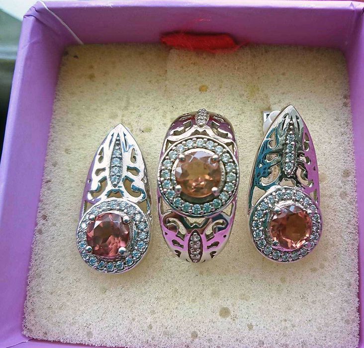 Набор серебро 925, с турецкими султанитами